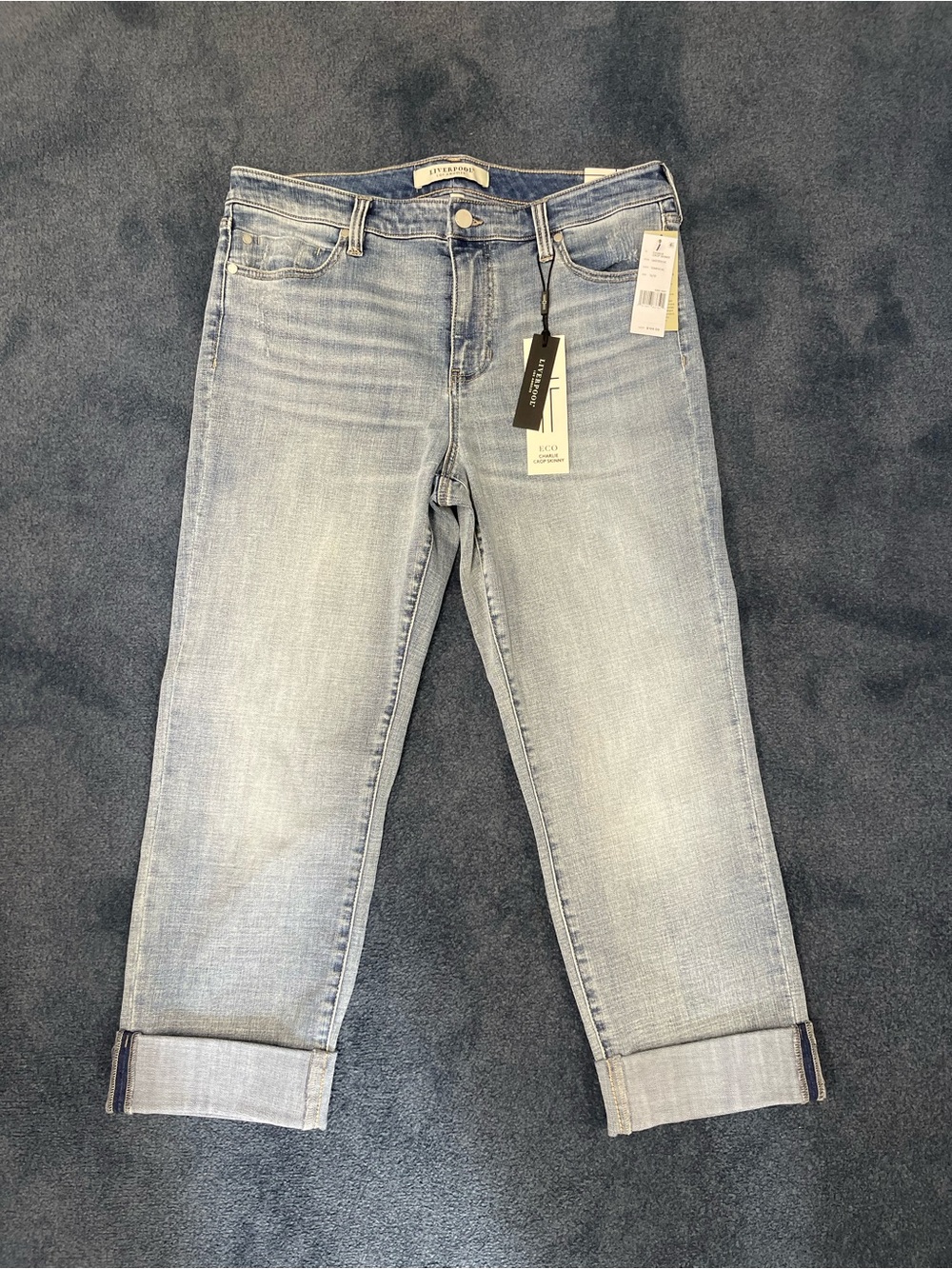 Liverpool Light Blue Cuffed Cropped Jeans